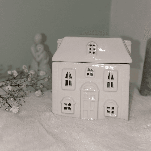 White ceramic house wax burner